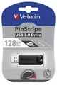 128GB USB-Stick "PinStripe", USB 3.0, VERBATIM, schwarz