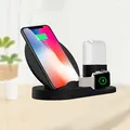 3v1 kabelloses Ladegerät, für Handy, Apple Watch und Airpods, schwarz, 5/9V, 15W, Qi