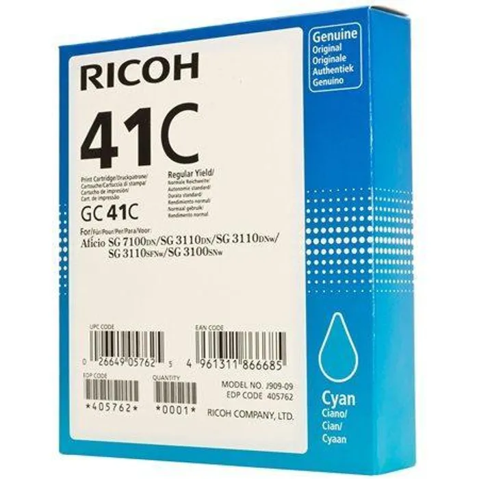 Hauptproduktbild 405762 Toner pro SG 3100SNw, SG 7100DN tiskárny, RICOH Type GC41C cyan, 2 200 stránek