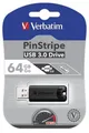 64GB USB-Stick "PinStripe", USB 3.0, VERBATIM, schwarz