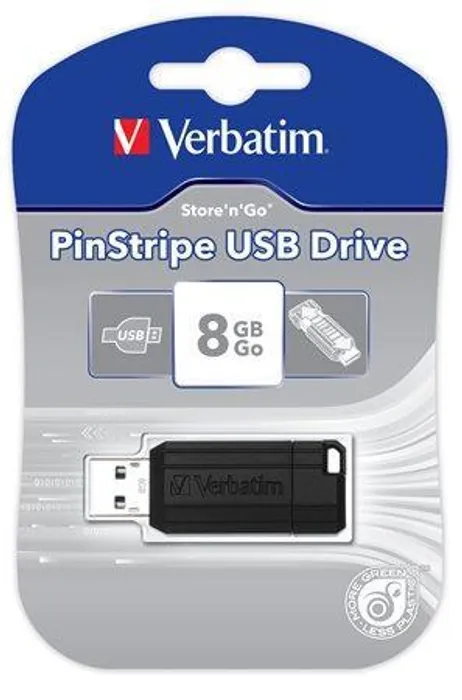 Hauptproduktbild 8GB USB Flash 2.0, 10/4MB/sec, Pin Stripe, VERBATIM, černý