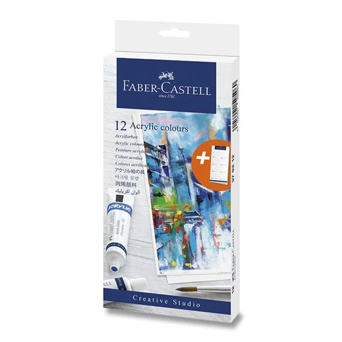 Hauptproduktbild Akrylové barvy Faber-Castell 379212, 12 barev, tuba 20 ml