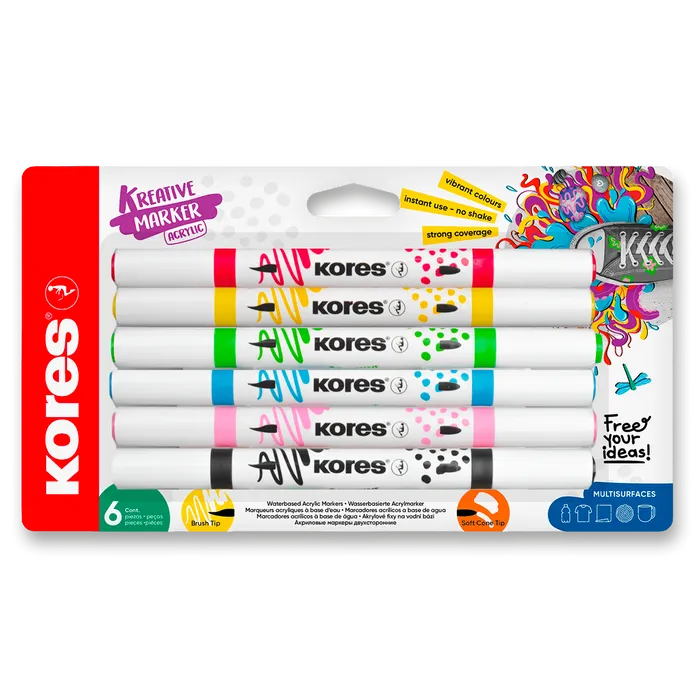 Hauptproduktbild Akrylové popisovače Kores Kreative Markers - sada 6 barev