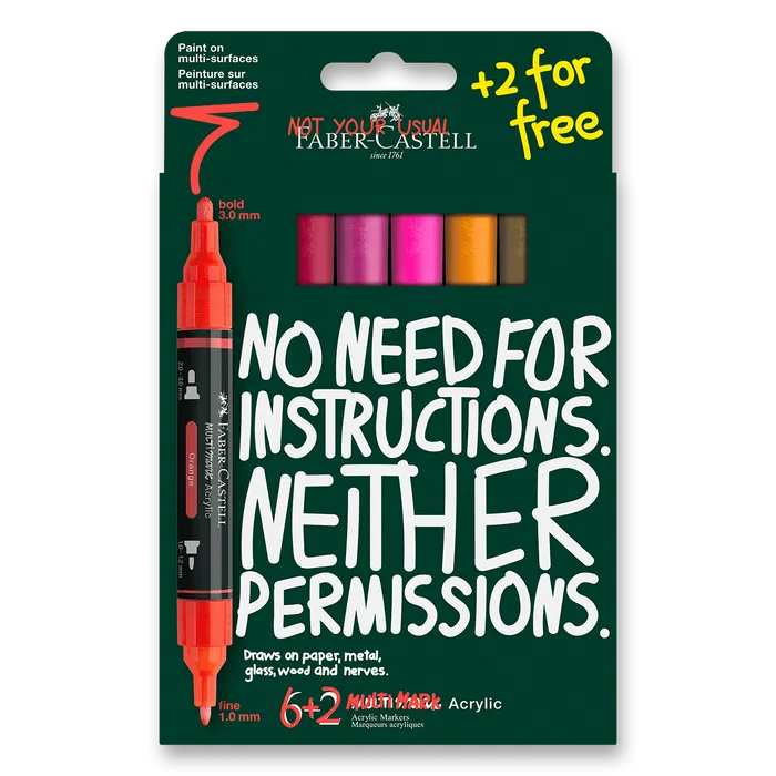 Hauptproduktbild Akrylový popisovač Faber-Castell Multimark Flame [6+2 ks]