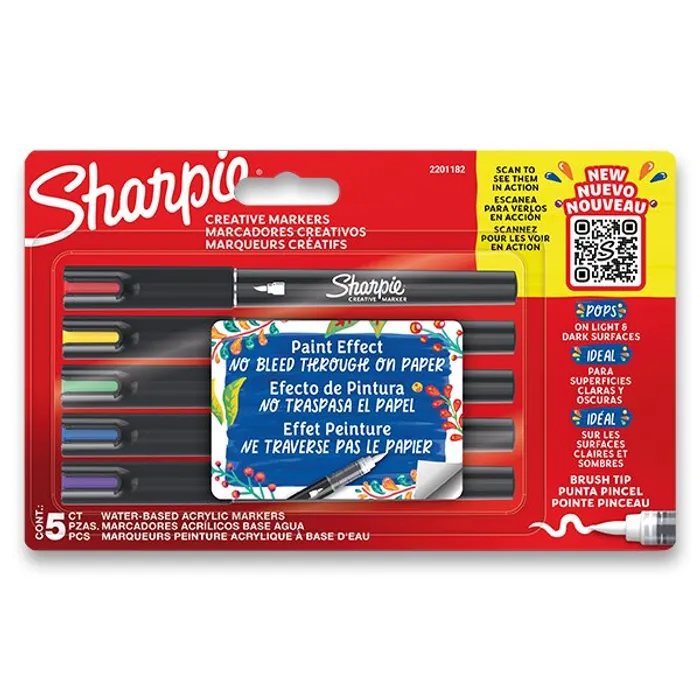 Hauptproduktbild Akrylový popisovač Sharpie Acrylic Marker Brush sada 5 barev