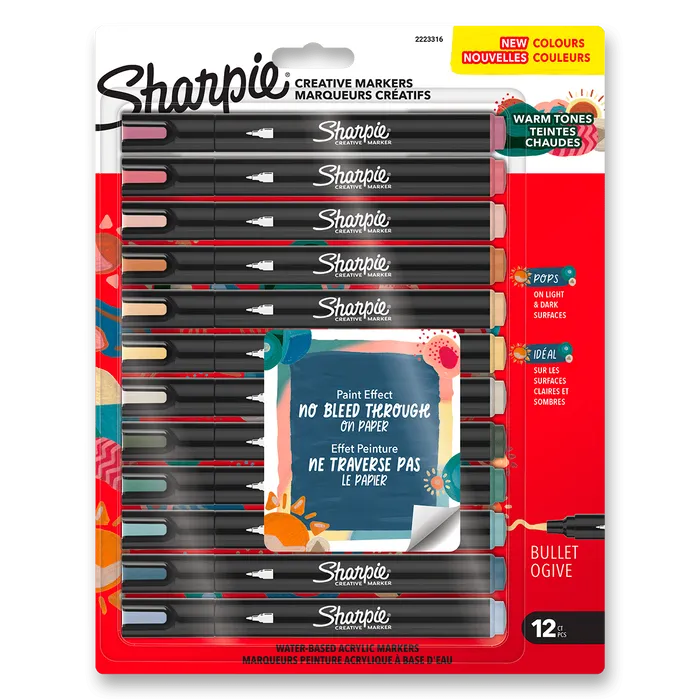 Hauptproduktbild Akrylový popisovač Sharpie Acrylic Marker Bullet Fine Warm Tones [12ks]