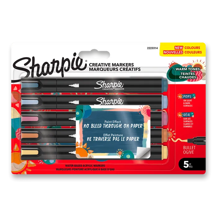 Hauptproduktbild Akrylový popisovač Sharpie Acrylic Marker Bullet Fine Warm Tones [5 ks]