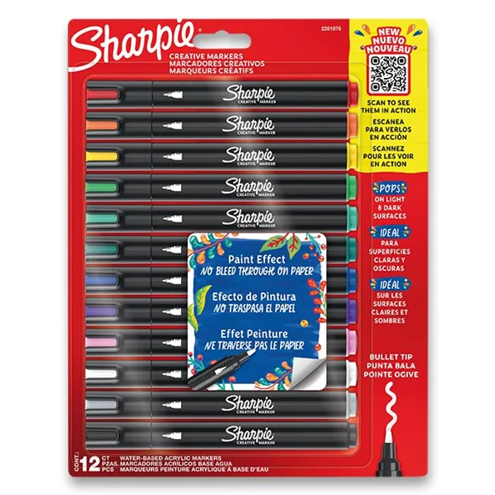 Hauptproduktbild Akrylový popisovač Sharpie Acrylic Marker Bullet sada 12 barev