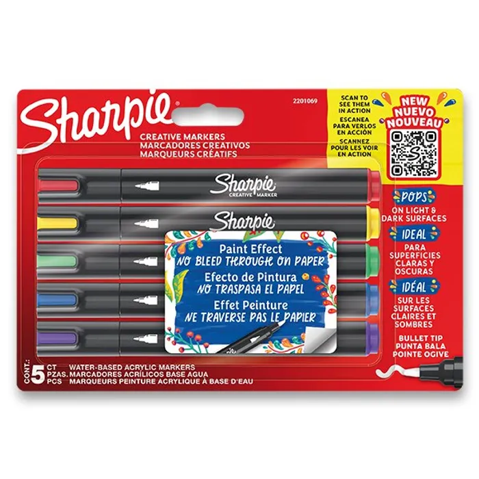 Hauptproduktbild Akrylový popisovač Sharpie Acrylic Marker Bullet sada 5 barev