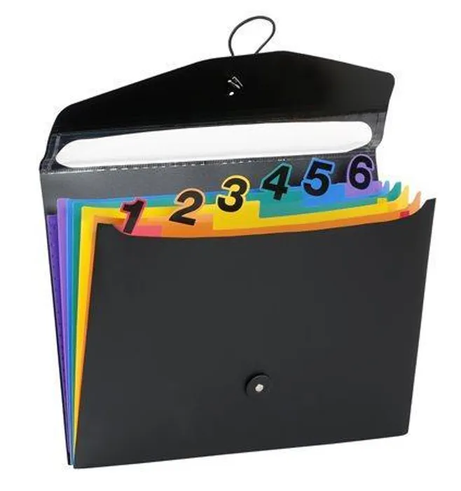 Hauptproduktbild Aktovka s přihrádkami "Rainbow Class", 6 částí, s okénkem,  černá, PP, VIQUEL