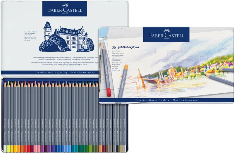 Hauptproduktbild Akvarelová Pastelka Goldfaber Aqua, plechová krabička 36ks  Faber Castell 114636