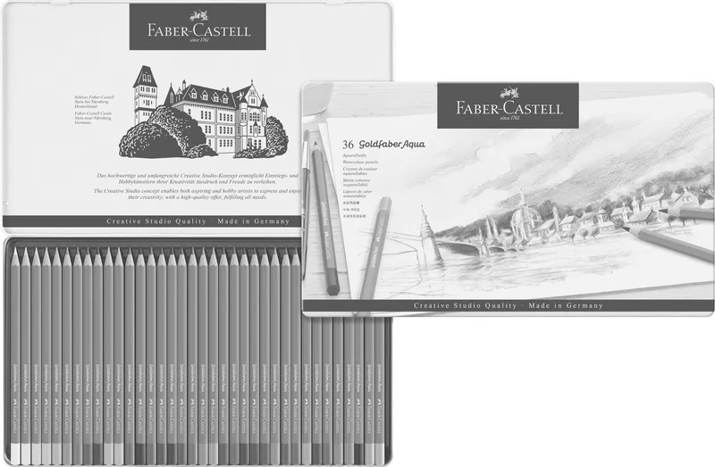 Hauptproduktbild Akvarelová Pastelka Goldfaber Aqua, plechová krabička 36ks  Faber Castell 114636