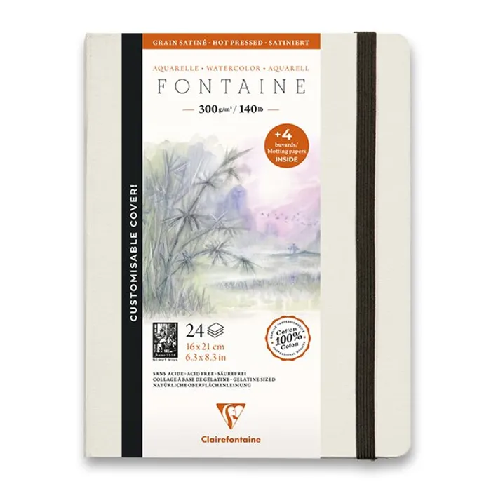 Hauptproduktbild Akvarelové album Clairefontaine Fontaine Hot Pressed 21 x 16 cm, 24 listů, 300 g