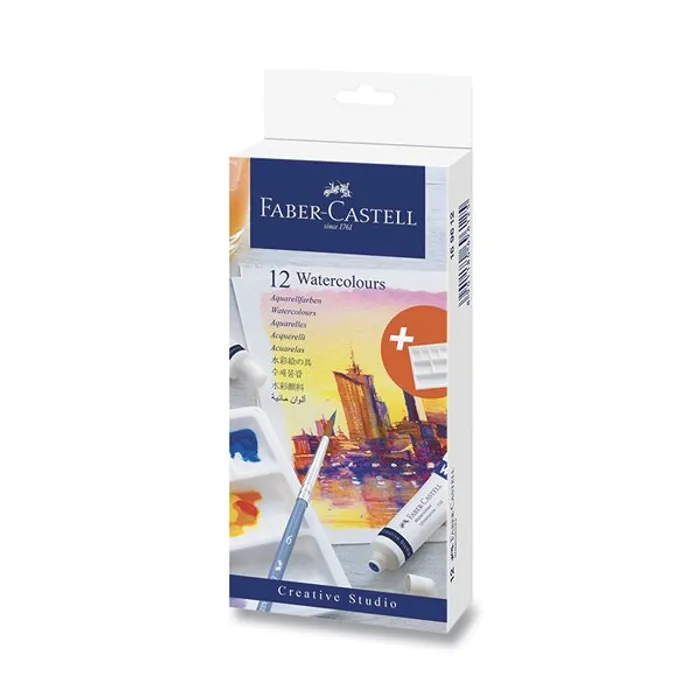Hauptproduktbild Akvarelové barvy Faber-Castell 12 barev, tuba 9 ml