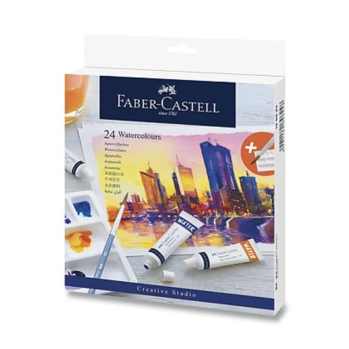 Hauptproduktbild Akvarelové barvy Faber-Castell 169624, 24 barev, tuba 9 ml