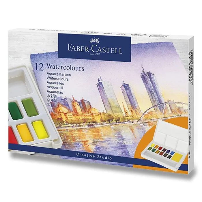 Hauptproduktbild Akvarelové barvy Faber-Castell s paletkou 12 barev