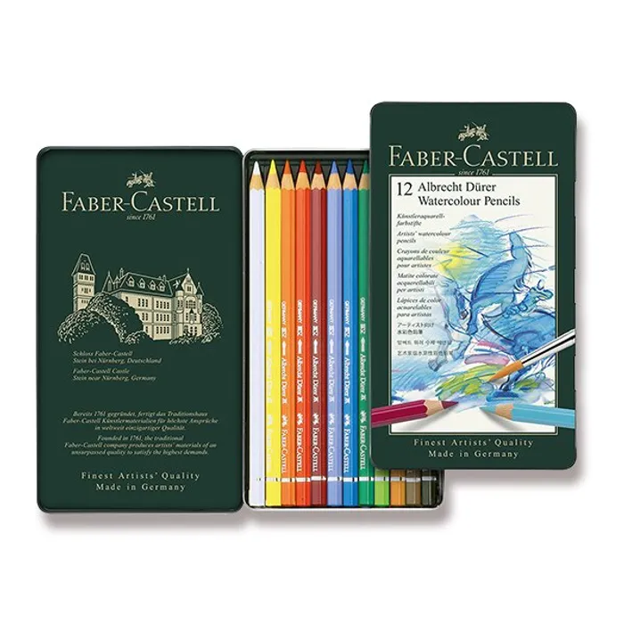 Hauptproduktbild Akvarelové pastelky Faber-Castell 117512 Albrecht Dürer, plechová krabička 12 ks
