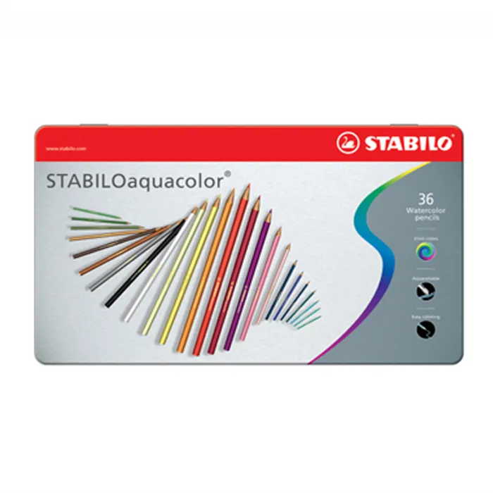 Hauptproduktbild Akvarelové pastelky STABILO aquacolor 36 ks v plechové krabičce