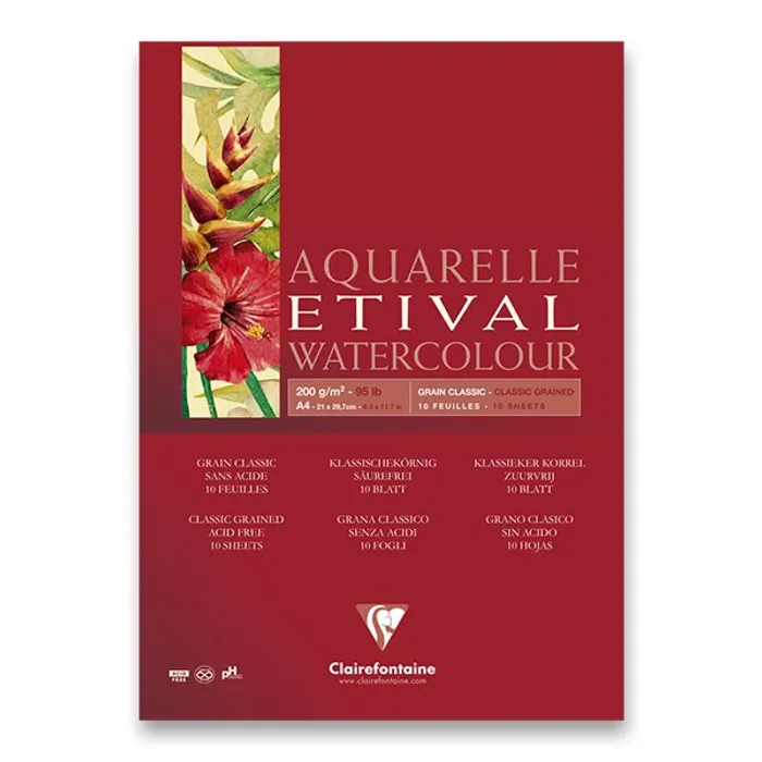 Hauptproduktbild Akvarelový blok Clairefontaine Etival Classic Grain A4, 10 listů, 200 g