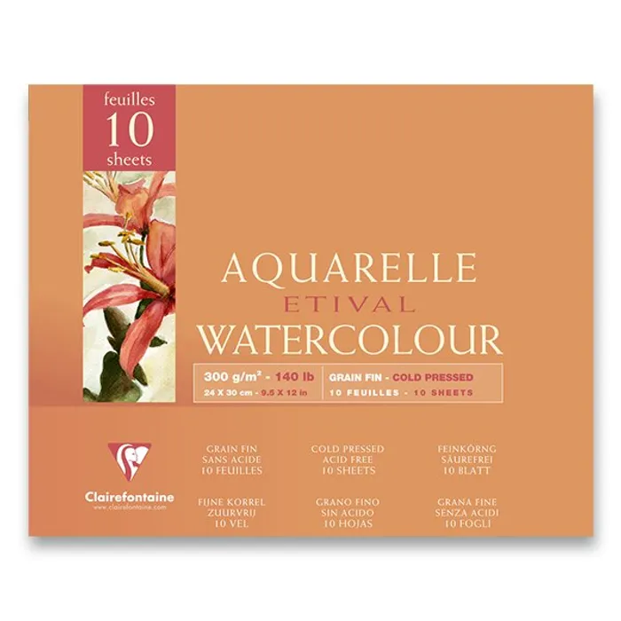 Hauptproduktbild Akvarelový blok Clairefontaine Etival Cold Pressed 24 x 30 cm, 10 listů, 300 g