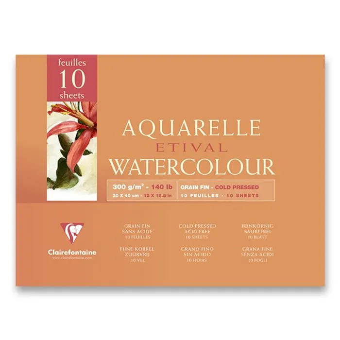 Hauptproduktbild Akvarelový blok Clairefontaine Etival Cold Pressed 30 x 40 cm, 10 listů, 300 g