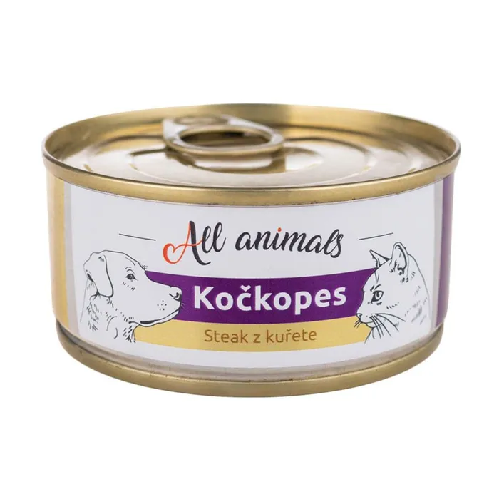 Hauptproduktbild ALL ANIMALS konzerva KOČKOPES steak z kuřete, 100 g