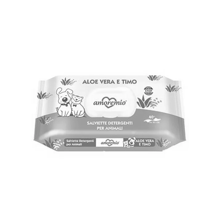 Hauptproduktbild AMOREMIO vlhčené čistící ubrousky, aroma Aloe Vera/tymián, 40 ks