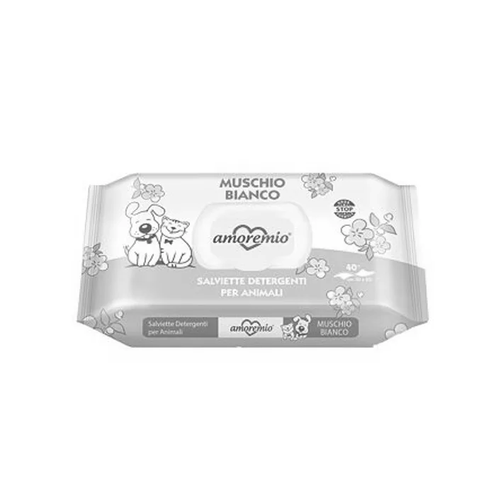 Hauptproduktbild AMOREMIO vlhčené čistící ubrousky, aroma White Musk, 40 ks