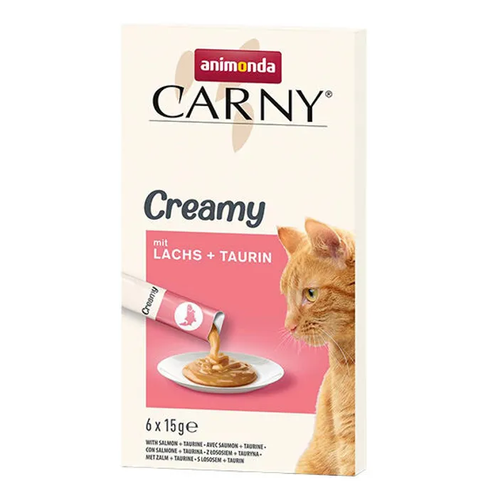 Hauptproduktbild Animonda CARNY Creamy Salmon, krémový pamlsek, losos s taurinem, 6 x 15 g
