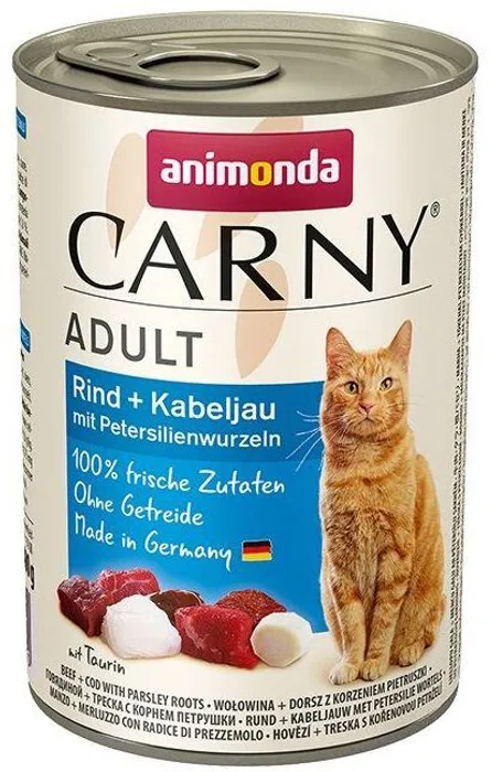 Hauptproduktbild ANIMONDA konzerva CARNY Adult -hovězí, treska, petržel 400g