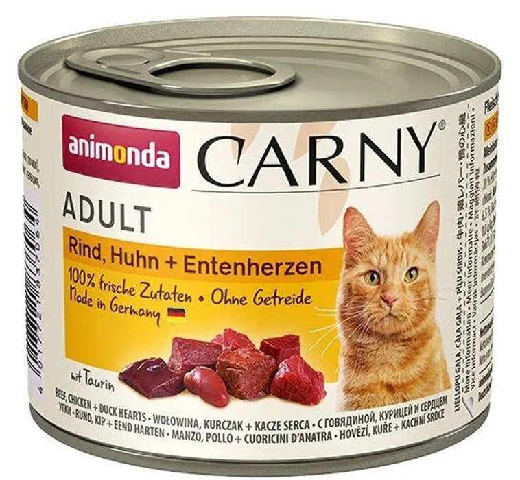Hauptproduktbild ANIMONDA konzerva CARNY Adult - hovězí,kuře,kachní srdce 200g