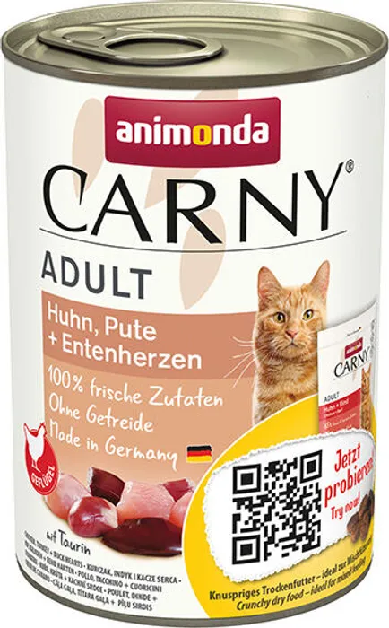 Hauptproduktbild ANIMONDA konzerva CARNY Adult - kuře, krůta+kachní srdce 400g