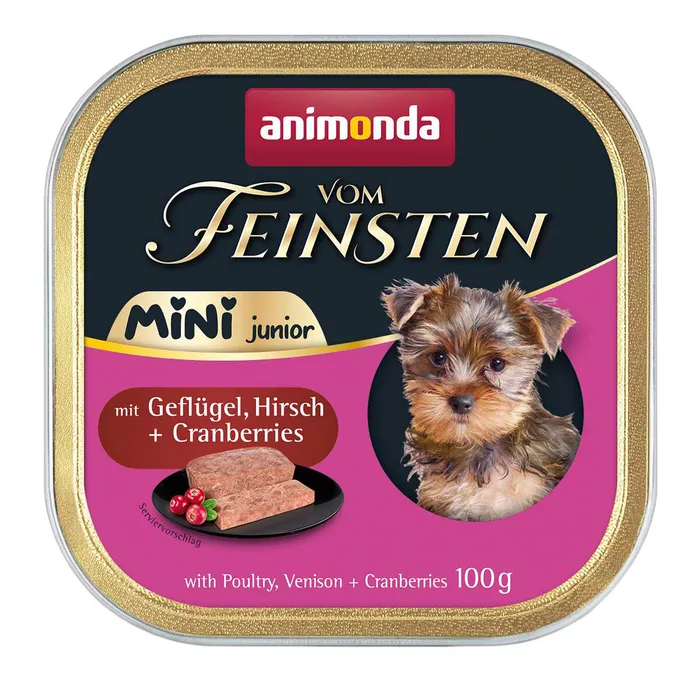 Hauptproduktbild ANIMONDA paštika Vom Feinsten MINI Junior - drůbeží, zvěřina, brusinky pro psy 100 g
