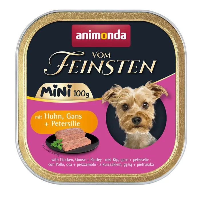 Hauptproduktbild ANIMONDA paštika Vom Feinsten MINI - kuře, husa, petržel pro psy 100 g