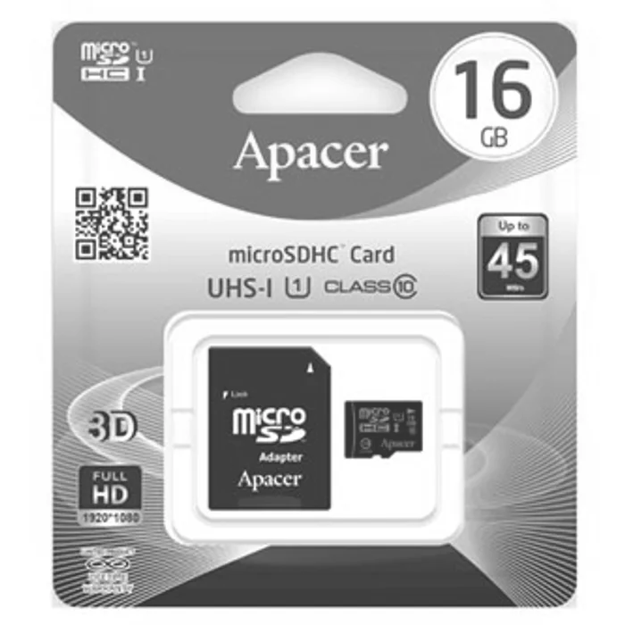 Hauptproduktbild Apacer paměťová karta Secure Digital, 16GB, micro SDHC, AP16GMCSH10U1-R, UHS-I U1 (Class