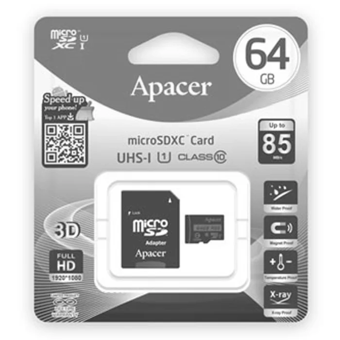 Hauptproduktbild Apacer paměťová karta Secure Digital, 64GB, micro SDXC, AP64GMCSX10U5-R, UHS-I U1 (Class