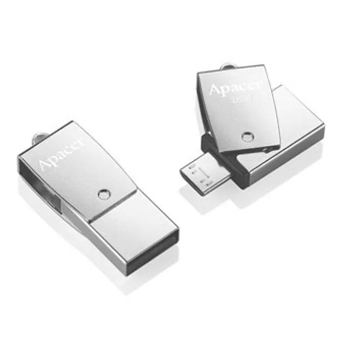Hauptproduktbild Apacer USB flash disk OTG, USB 3.0 (3.2 Gen 1), 64GB, AH750, stříbrný, AP64GAH750S-1, USB