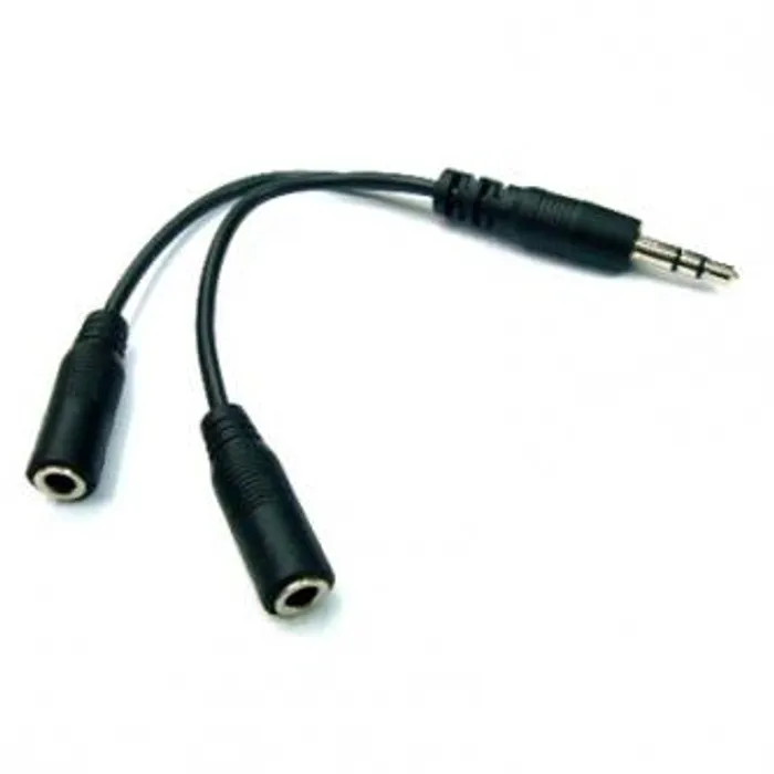 Hauptproduktbild Audio Rozdvojka, Jack (3,5mm) M-Jack (3,5mm) 2x F, 0.2, stereo, černá, Logo, s kablíkem