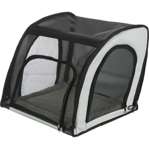 Abschließbarer Autositz, faltbar, 4 Seiten Vollnetz, 44 x 37 x 40 cm, grau/schwarz