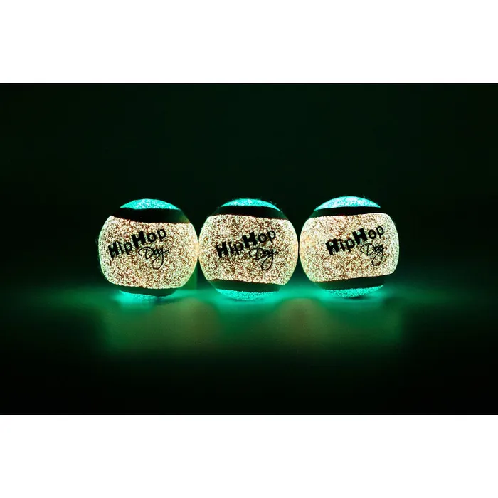 Hauptproduktbild Balení-neonový ve tmě svítící tenis. míč pískací 5 cm (3 ks/bal) HIPHOP DOG