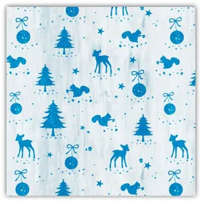 Weihnachtspapier 70x100cm blau mit Eichhörnchen [1 Bogen]