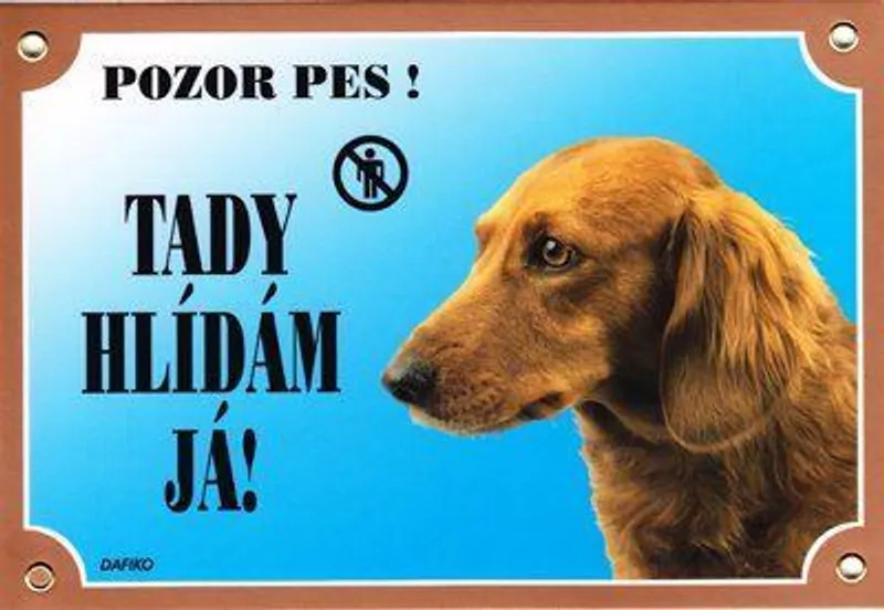 Hauptproduktbild Barevná cedulka Pozor pes, Jezevčík dlouhosrstý