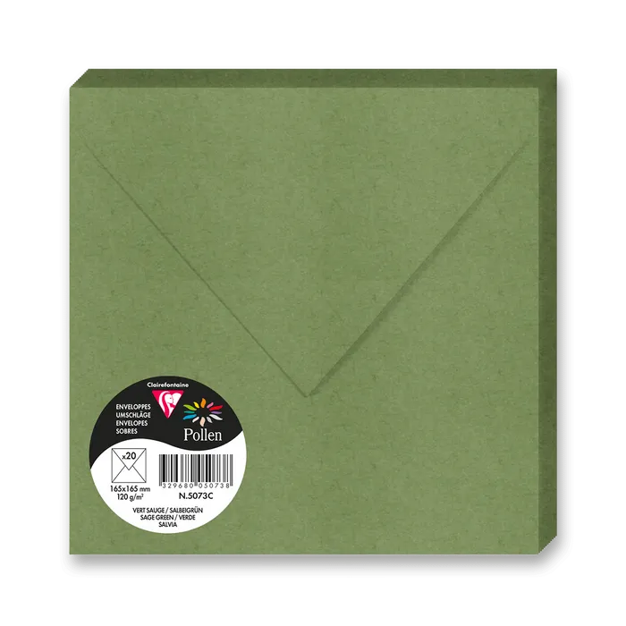 Hauptproduktbild Barevná obálka Clairefontaine 165 × 165 mm, 20 ks, tm. zelená