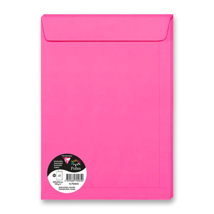 Hauptproduktbild Barevná obálka Clairefontaine, C4 229 x 324 mm, růžová, 5 ks