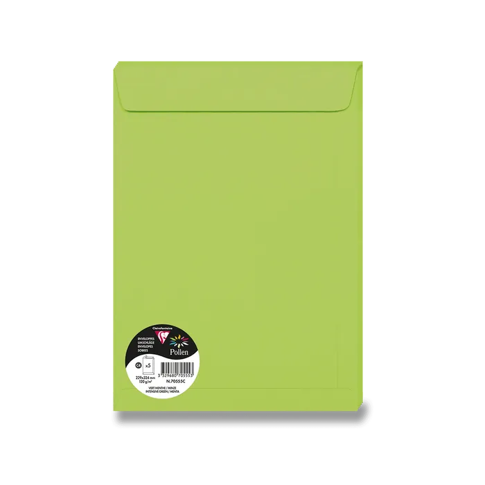 Hauptproduktbild Barevná obálka Clairefontaine, C4 229 x 324 mm, zelená, 5 ks