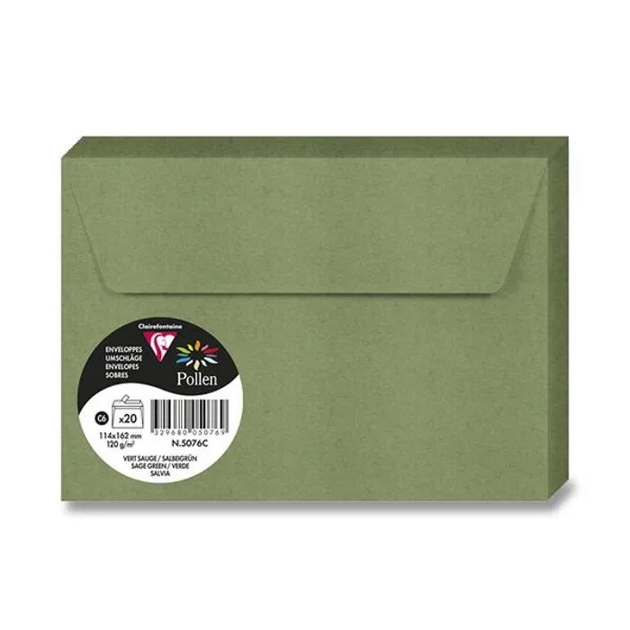 Hauptproduktbild Barevná obálka Clairefontaine C6, samolepicí, 20 ks tm. zelená,
