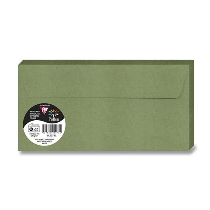 Hauptproduktbild Barevná obálka Clairefontaine DL, samolepicí, 20 ks tm. zelená,