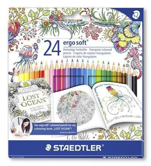 Hauptproduktbild Barevné pastelky "Ergo Soft", Johanna Basford lim. edice, sada, trojhranná, STAEDTLER