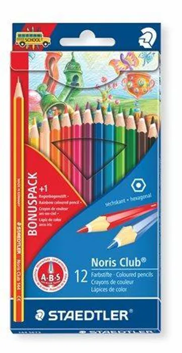 Hauptproduktbild Barevné pastelky "Noris Club", 12 + 1 barev, sada, šestihranné, STAEDTLER