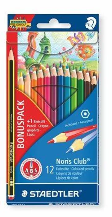Hauptproduktbild Barevné pastelky "Noris Club", 12 barev + tužka, sada, šestihranné, STAEDTLER